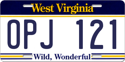 WV license plate OPJ121