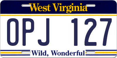 WV license plate OPJ127