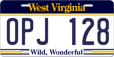 WV license plate OPJ128