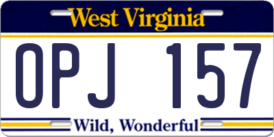 WV license plate OPJ157