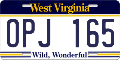 WV license plate OPJ165