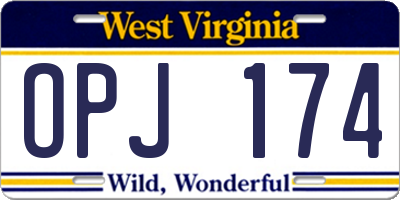 WV license plate OPJ174