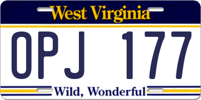 WV license plate OPJ177