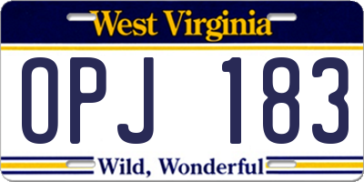 WV license plate OPJ183
