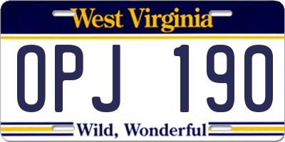 WV license plate OPJ190