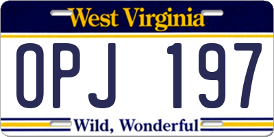 WV license plate OPJ197