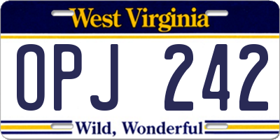 WV license plate OPJ242