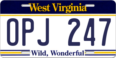 WV license plate OPJ247