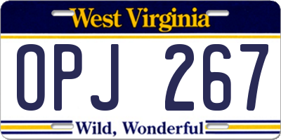 WV license plate OPJ267