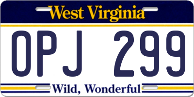 WV license plate OPJ299