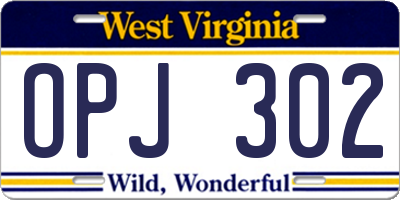 WV license plate OPJ302