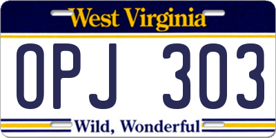 WV license plate OPJ303