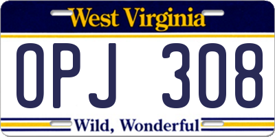 WV license plate OPJ308