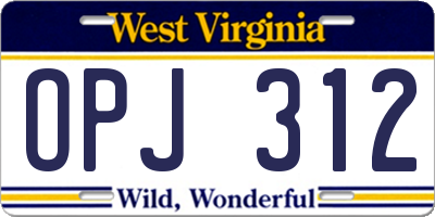 WV license plate OPJ312