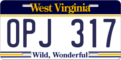 WV license plate OPJ317