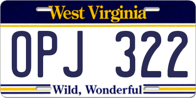 WV license plate OPJ322