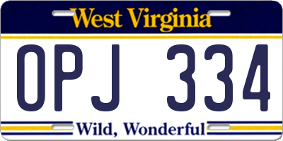 WV license plate OPJ334