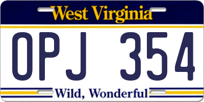WV license plate OPJ354