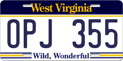 WV license plate OPJ355