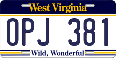 WV license plate OPJ381