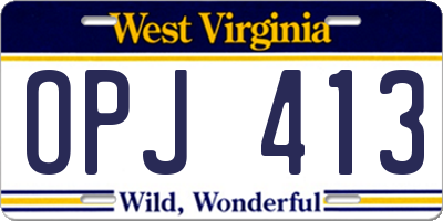 WV license plate OPJ413