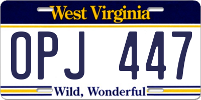 WV license plate OPJ447