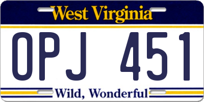 WV license plate OPJ451