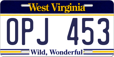 WV license plate OPJ453