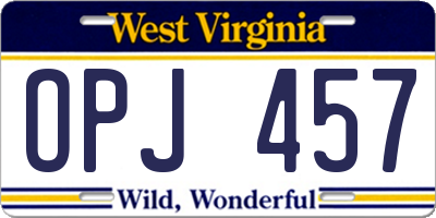 WV license plate OPJ457