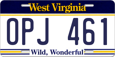 WV license plate OPJ461