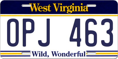 WV license plate OPJ463