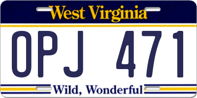 WV license plate OPJ471