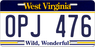 WV license plate OPJ476
