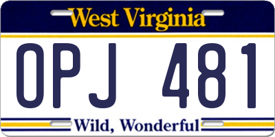 WV license plate OPJ481