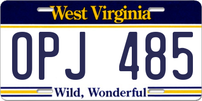 WV license plate OPJ485