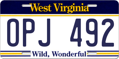 WV license plate OPJ492