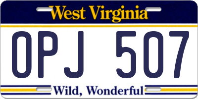 WV license plate OPJ507