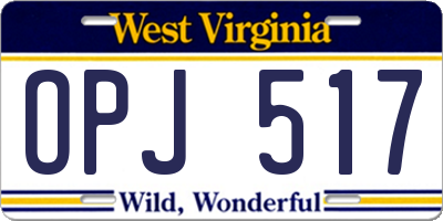 WV license plate OPJ517