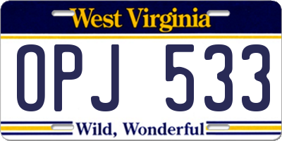 WV license plate OPJ533