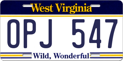 WV license plate OPJ547