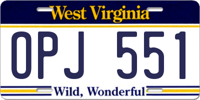 WV license plate OPJ551