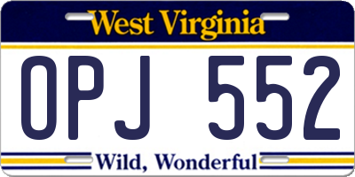 WV license plate OPJ552
