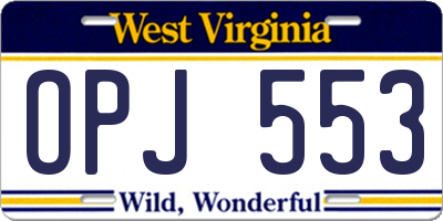 WV license plate OPJ553