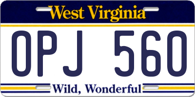WV license plate OPJ560