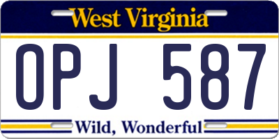 WV license plate OPJ587