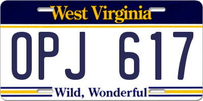 WV license plate OPJ617