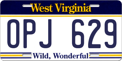 WV license plate OPJ629