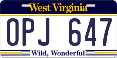 WV license plate OPJ647