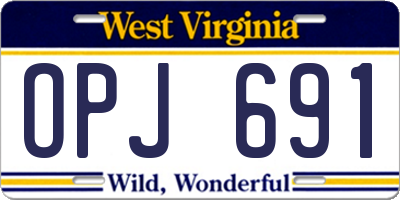 WV license plate OPJ691