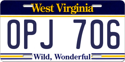 WV license plate OPJ706